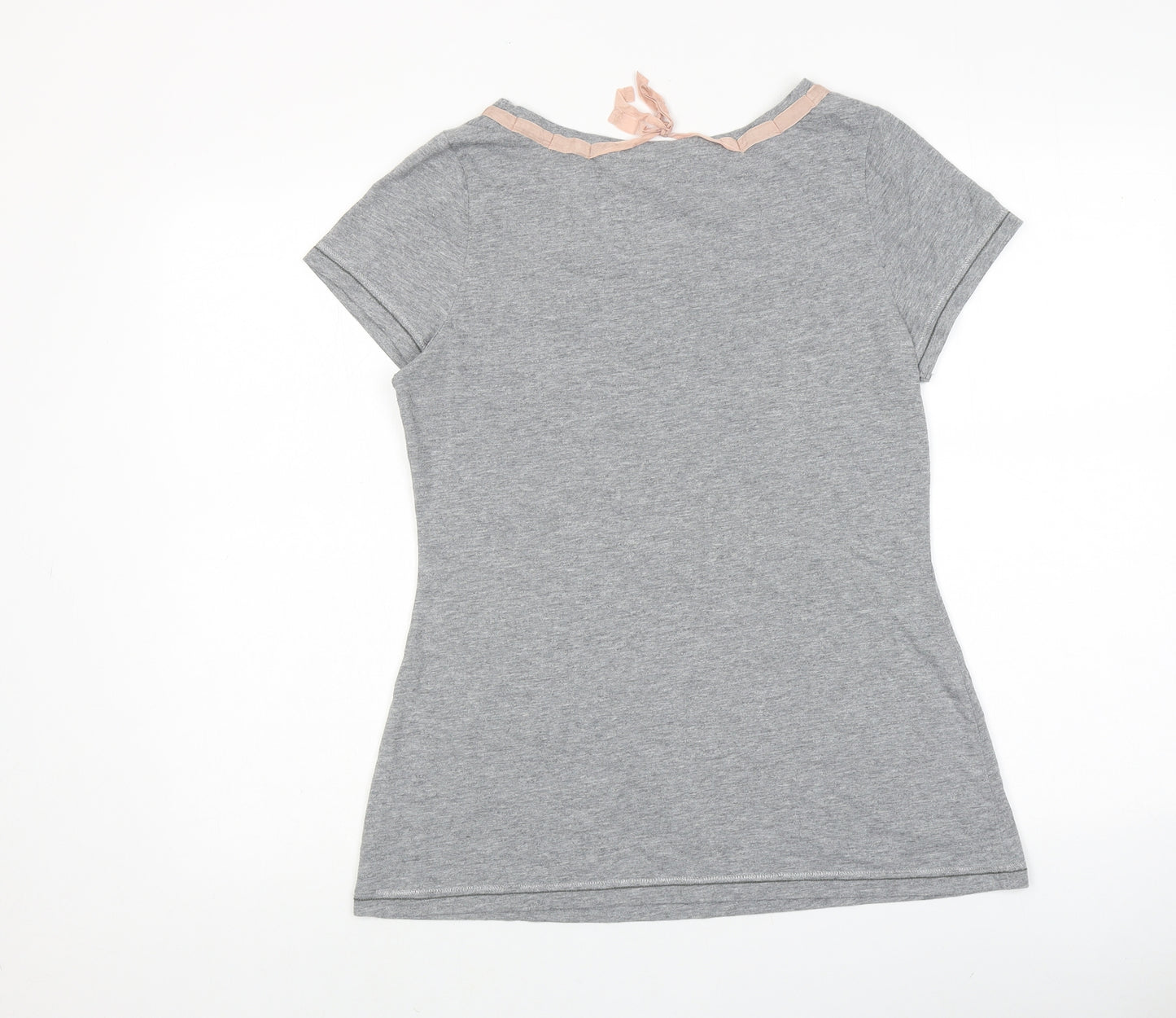 Marks and Spencer Womens Grey Cotton Basic T-Shirt Size 14 Round Neck