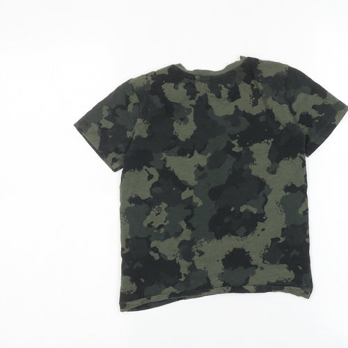 NEXT Boys Green Camouflage 100% Cotton Basic T-Shirt Size 5 Years Crew Neck Pullover - Dinosaur