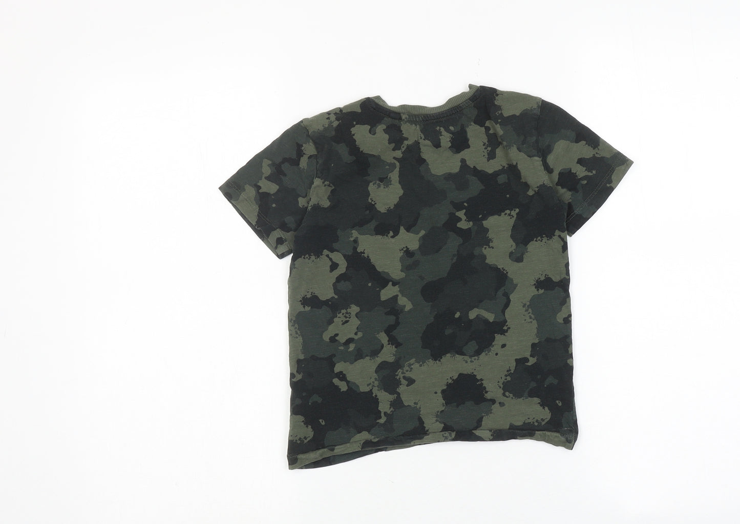 NEXT Boys Green Camouflage 100% Cotton Basic T-Shirt Size 5 Years Crew Neck Pullover - Dinosaur
