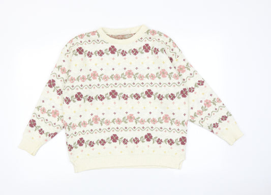 Dorothy Perkins Womens Multicoloured Round Neck Floral Acrylic Pullover Jumper Size 12