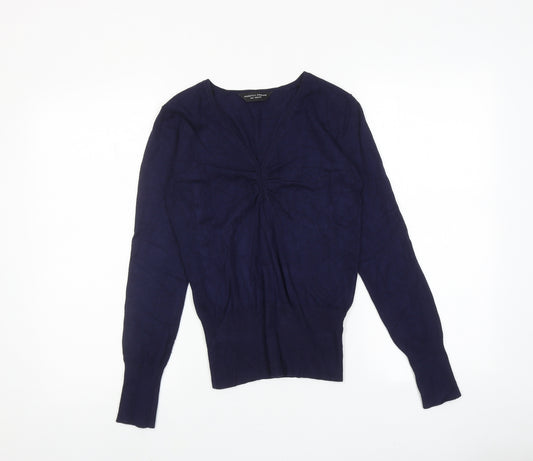Dorothy Perkins Womens Blue V-Neck Viscose Pullover Jumper Size 8