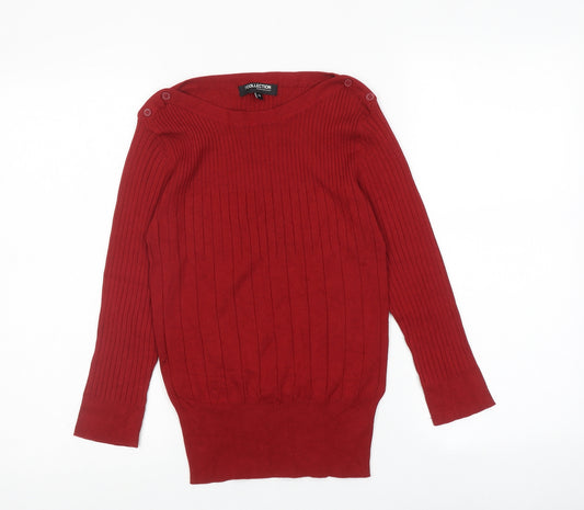 Debenhams Womens Red Round Neck Viscose Pullover Jumper Size 10