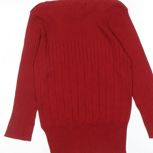 Debenhams Womens Red Round Neck Viscose Pullover Jumper Size 10