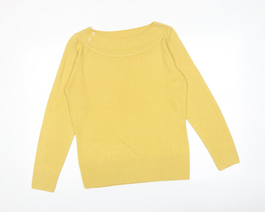 Marks and Spencer Womens Yellow Round Neck Acrylic Pullover Jumper Size 14