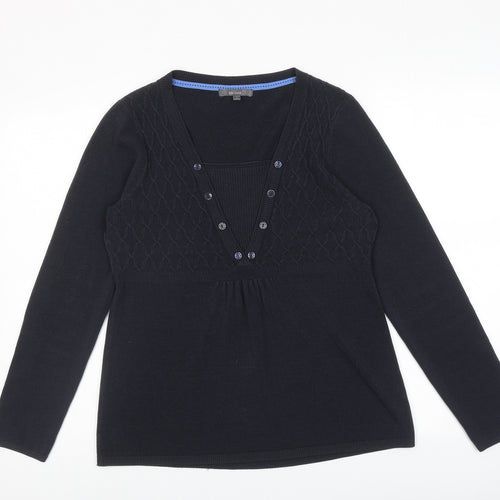 Per Una Womens Blue Square Neck Acrylic Pullover Jumper Size 12