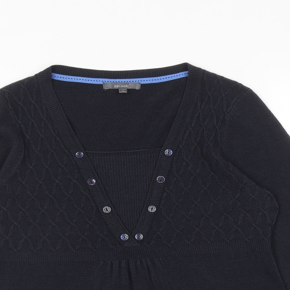 Per Una Womens Blue Square Neck Acrylic Pullover Jumper Size 12
