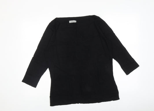 Marks and Spencer Womens Black Boat Neck Viscose Pullover Jumper Size 14