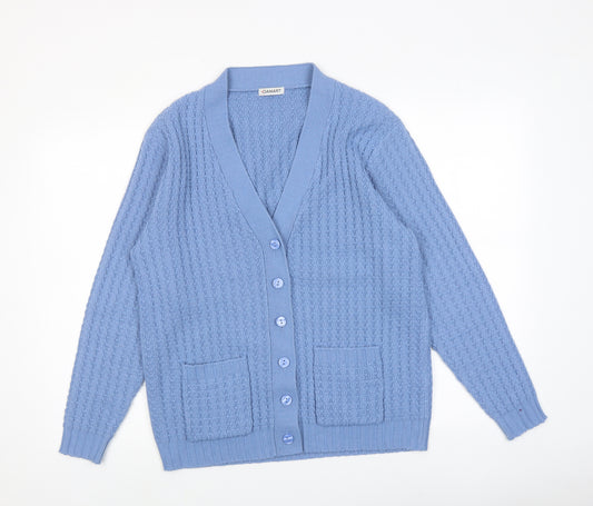 Marks and Spencer Womens Blue V-Neck Acrylic Cardigan Jumper Size 14