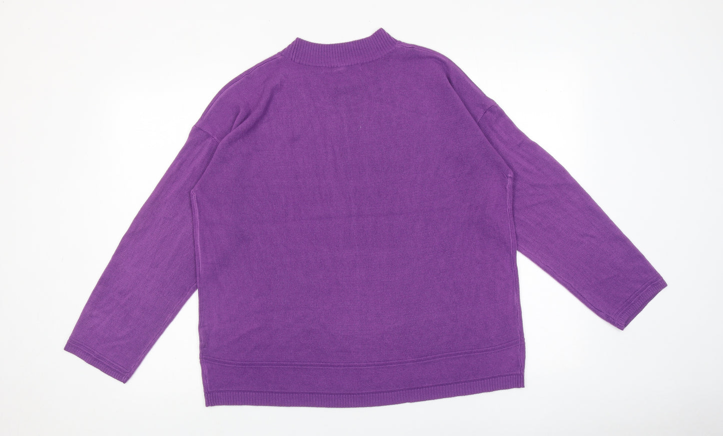 Vida Vi Womens Purple Round Neck Acrylic Pullover Jumper Size XL