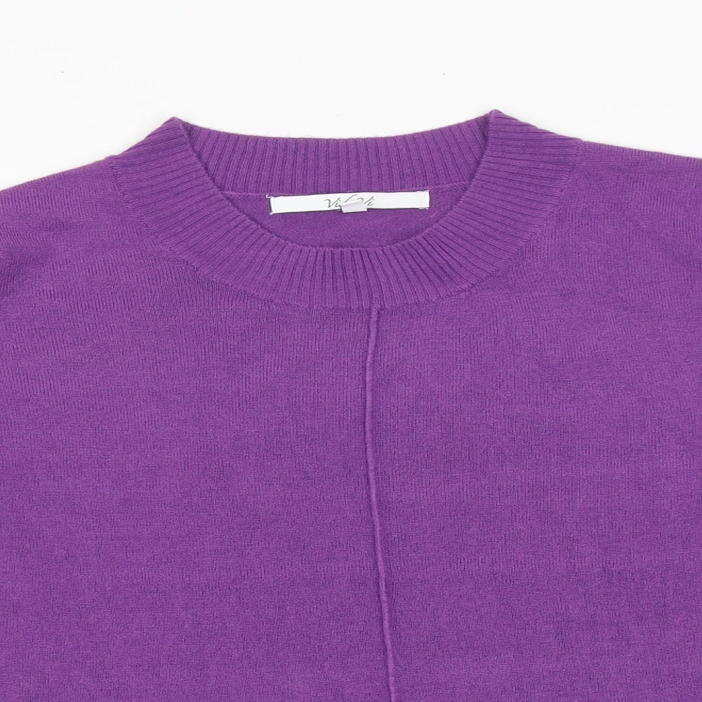 Vida Vi Womens Purple Round Neck Acrylic Pullover Jumper Size XL
