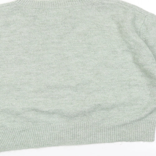 Pigalle Womens Green Round Neck Acetate Pullover Jumper Size M