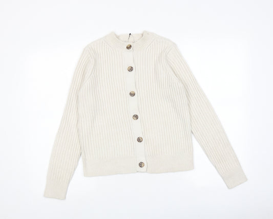 Marks and Spencer Womens Beige Round Neck Acrylic Cardigan Jumper Size S