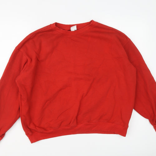 H&M Womens Red Cotton Pullover Sweatshirt Size M Pullover