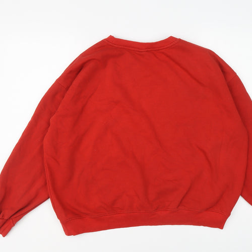 H&M Womens Red Cotton Pullover Sweatshirt Size M Pullover