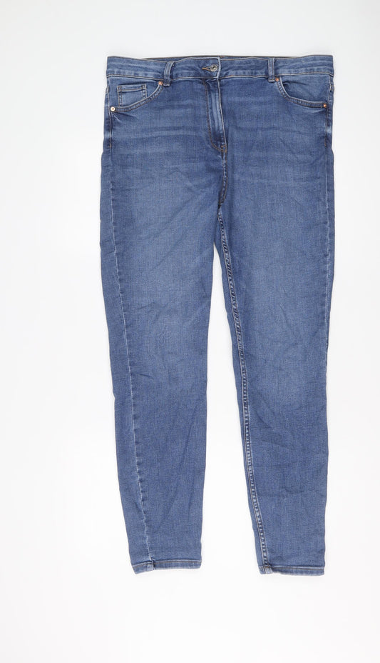 Papaya Womens Blue Cotton Skinny Jeans Size 16 L29 in Regular Button