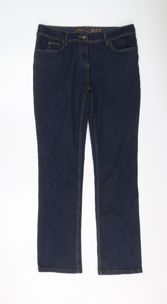 George Womens Blue Cotton Straight Jeans Size 14 L23 in Regular Button