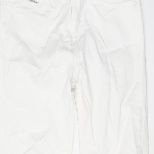 Wallis Womens White Cotton Straight Jeans Size 12 L25 in Regular Button