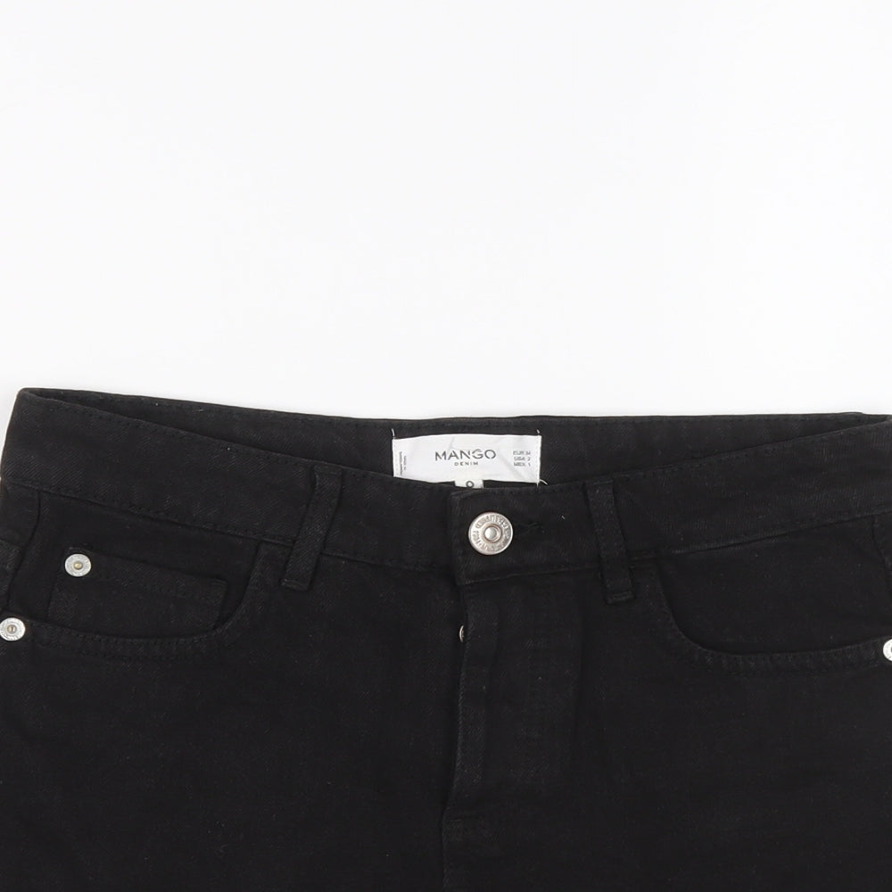 Mango Womens Black Cotton Hot Pants Shorts Size 6 L3 in Regular Button