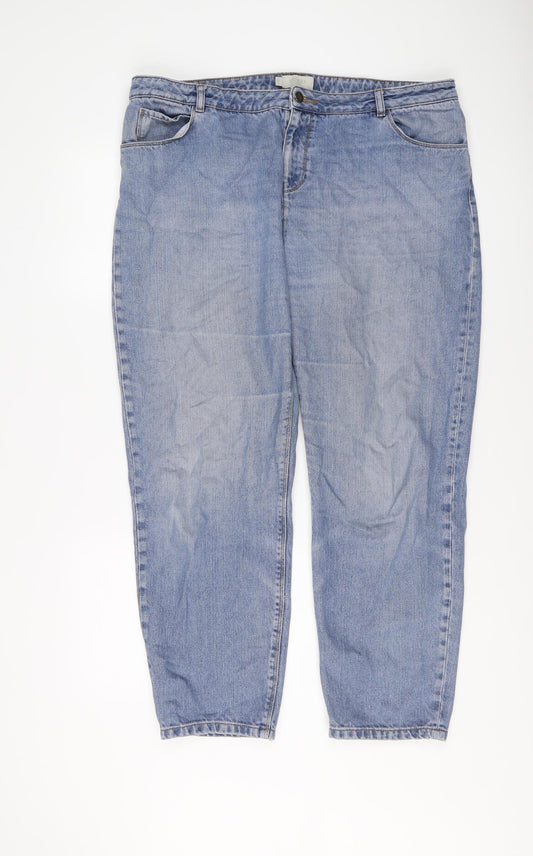 Hobbs Womens Blue Cotton Mom Jeans Size 18 L27 in Regular Button
