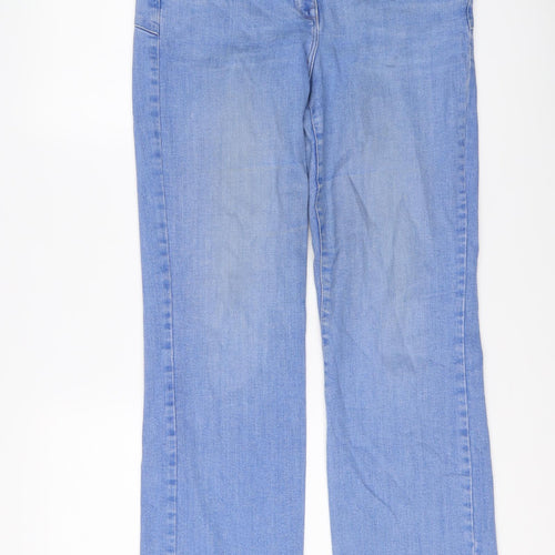 NEXT Womens Blue Cotton Bootcut Jeans Size 18 L31 in Regular Button