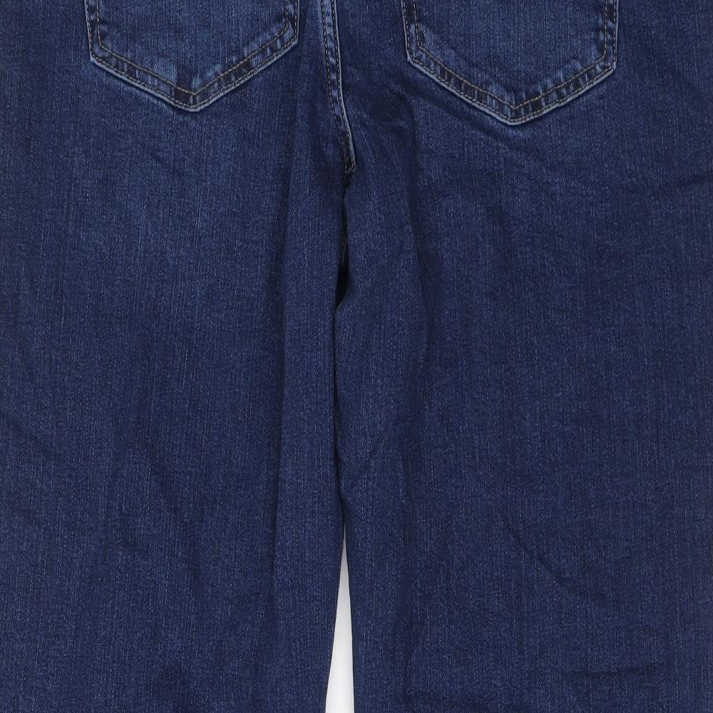 Marks and Spencer Womens Blue Cotton Straight Jeans Size 16 L27 in Regular Button