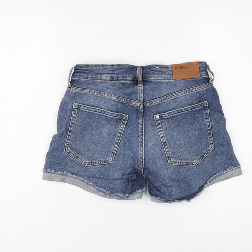 H&M Womens Blue Cotton Hot Pants Shorts Size 8 L4 in Regular Button
