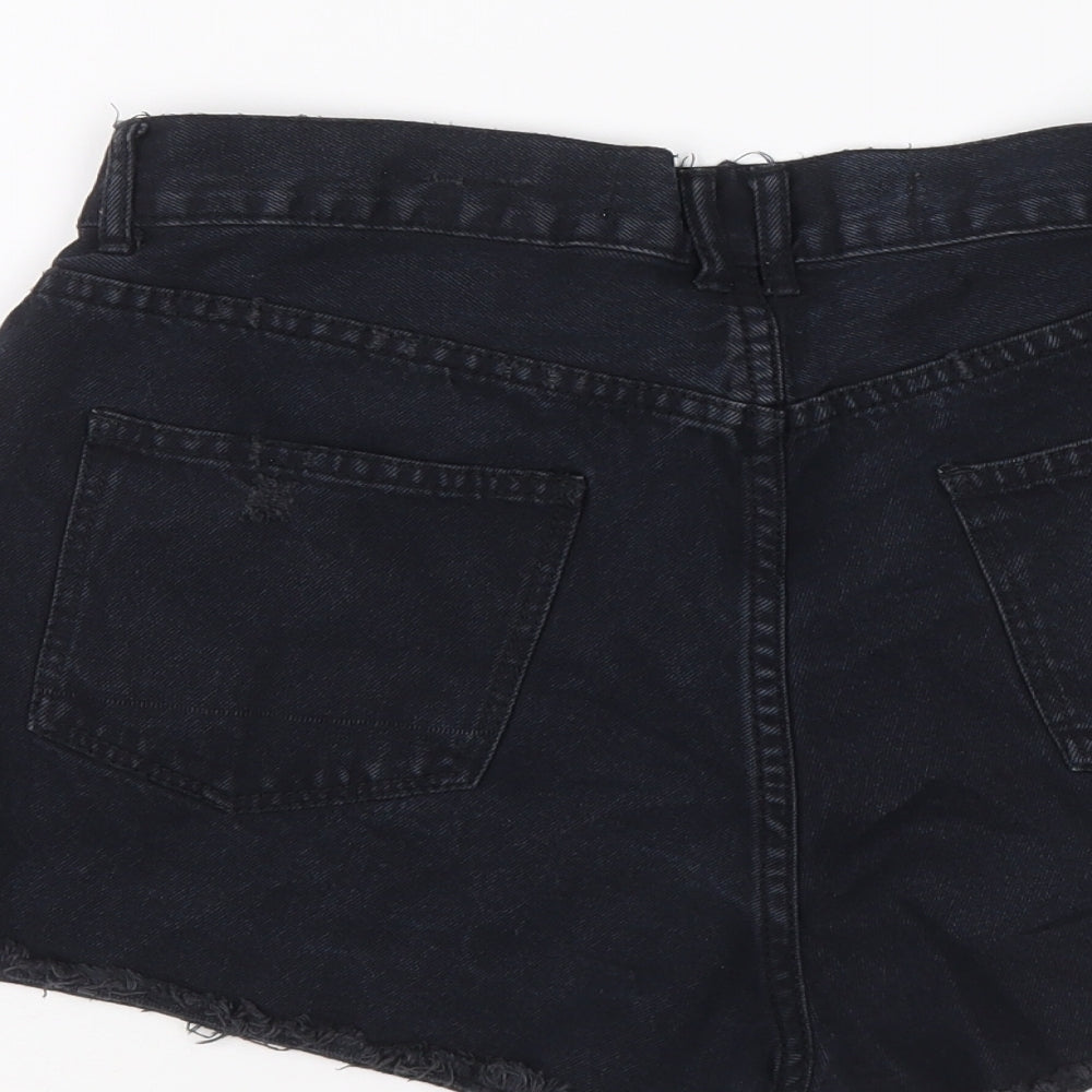 Denim & Co. Womens Blue Cotton Hot Pants Shorts Size 12 L3 in Regular Button - Distressed