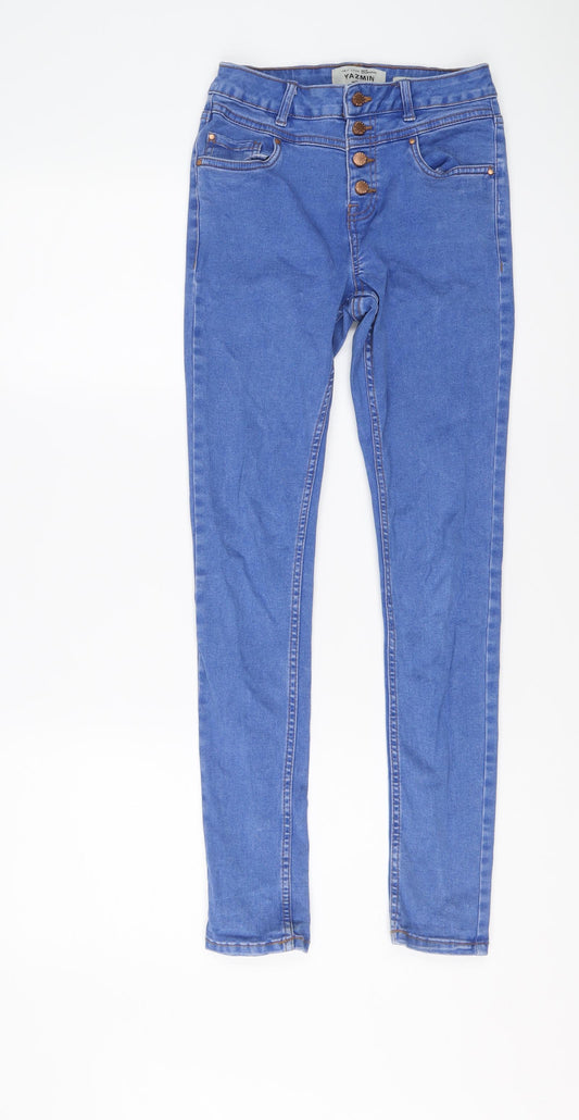 New Look Girls Blue Cotton Skinny Jeans Size 12 Years Regular Button