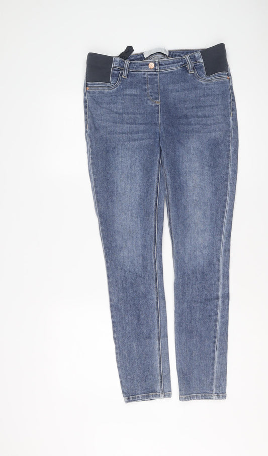 NEXT Womens Blue Cotton Skinny Jeans Size 10 L28 in Regular Button