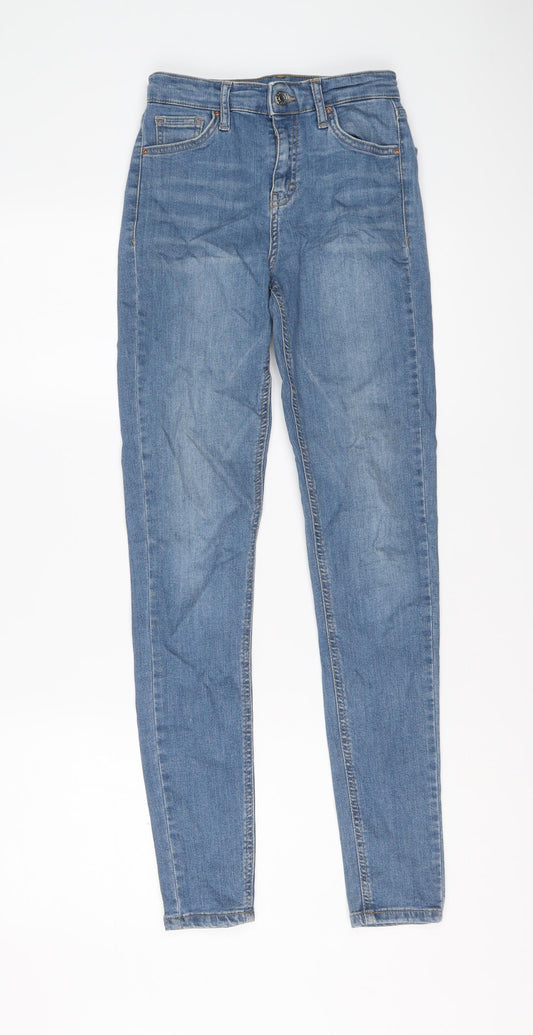 Topshop Womens Blue Cotton Skinny Jeans Size 26 in L29 in Regular Button