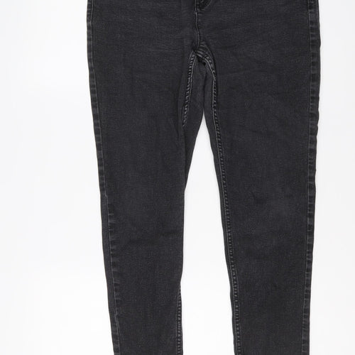 Marks and Spencer Womens Black Cotton Skinny Jeans Size 14 L26 in Regular Button