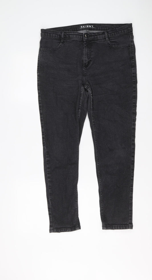 Marks and Spencer Womens Black Cotton Skinny Jeans Size 14 L26 in Regular Button
