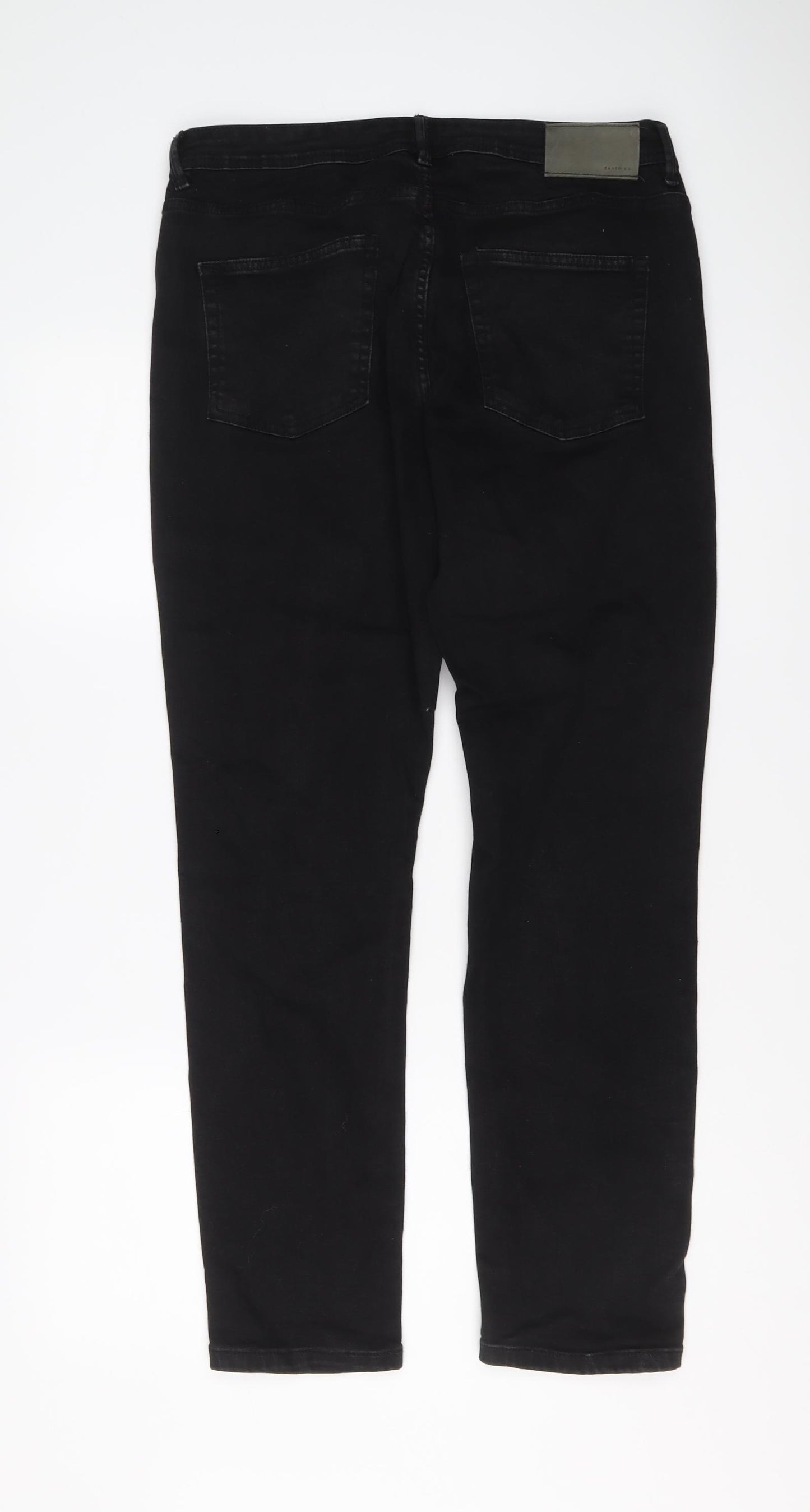 Denim & Co. Mens Black Cotton Straight Jeans Size 36 in L30 in Regular Button