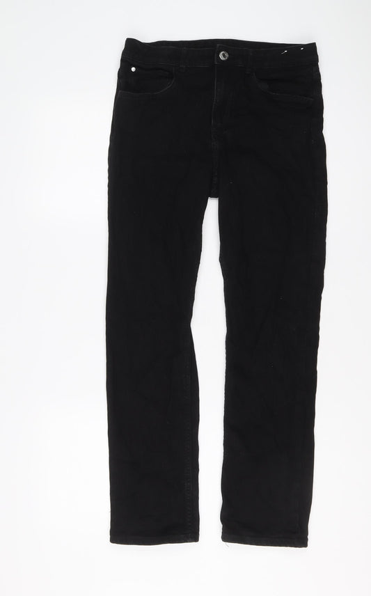 H&M Boys Black Cotton Straight Jeans Size 14 Years Regular Button