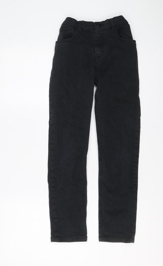 F&F Boys Black Cotton Straight Jeans Size 11-12 Years Regular Button