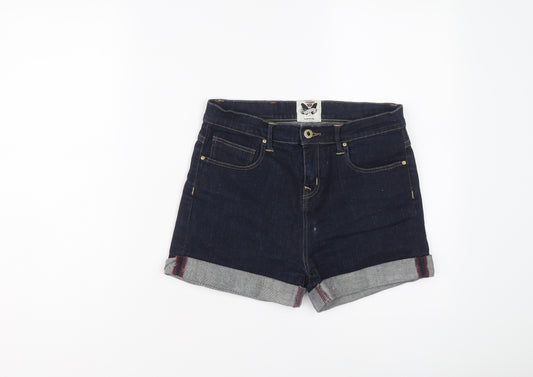 Firetrap Womens Blue Cotton Hot Pants Shorts Size 27 in L3 in Regular Button