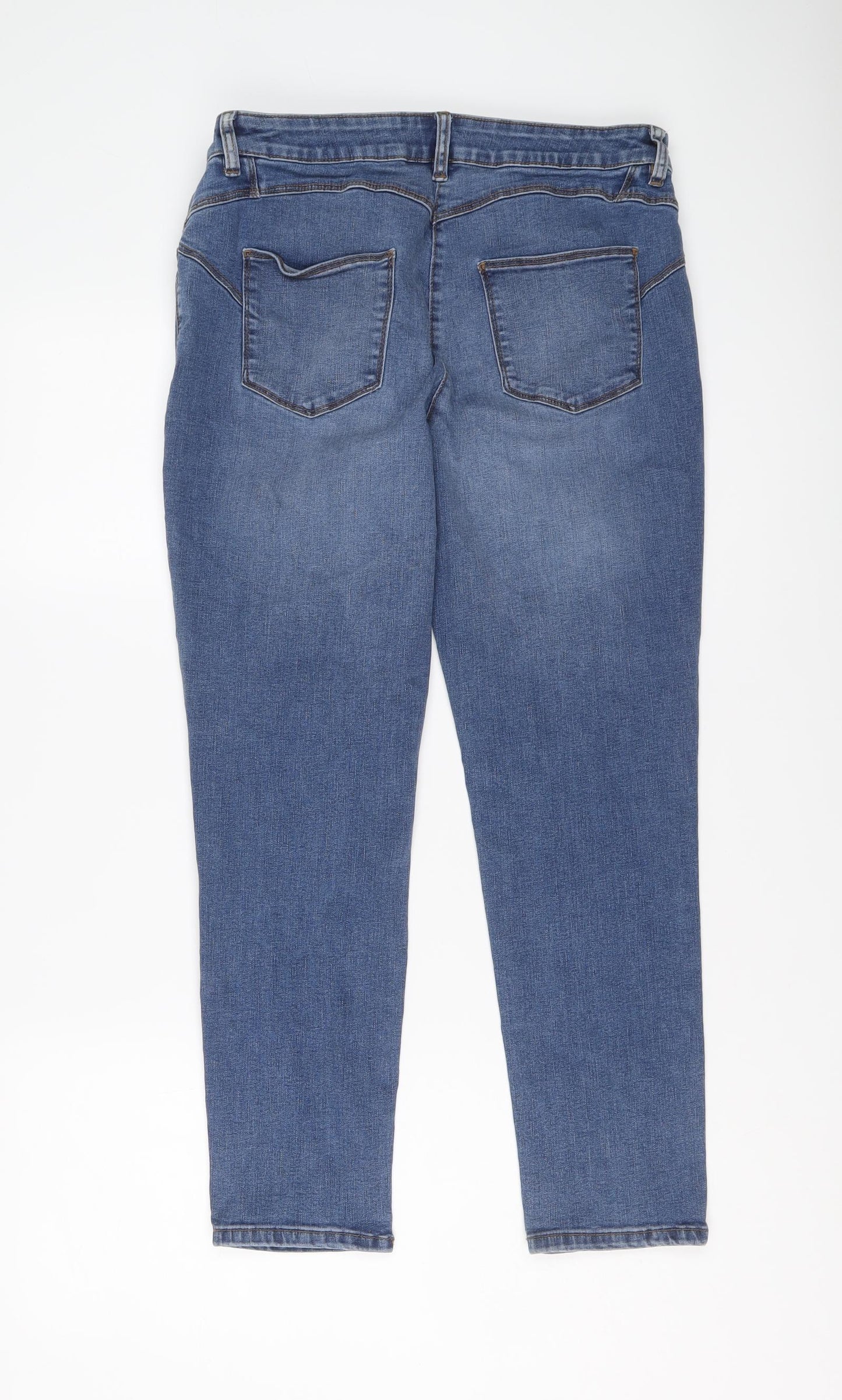 Marks and Spencer Womens Blue Cotton Skinny Jeans Size 14 L26 in Regular Button