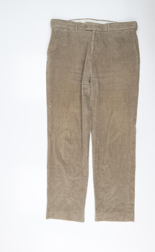 Cotton Traders Mens Beige Cotton Chino Trousers Size 38 in L31 in Regular Button