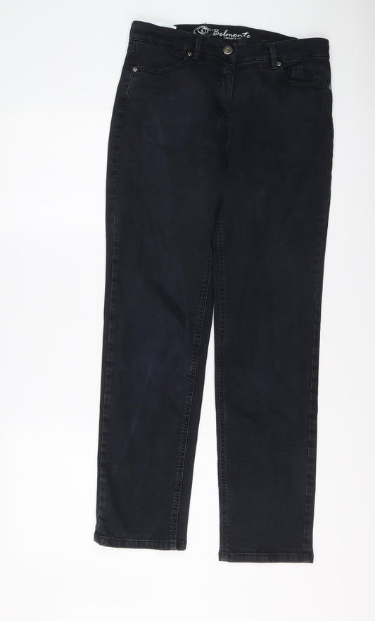 Belmonte Womens Blue Cotton Straight Jeans Size 10 L28 in Slim Button