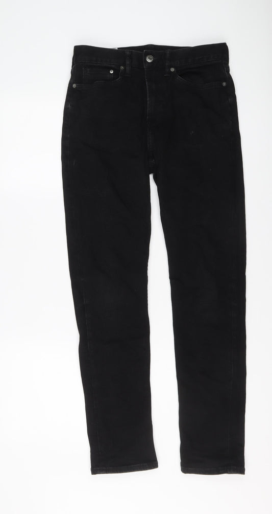 H&M Mens Black Cotton Straight Jeans Size 29 in L32 in Regular Button