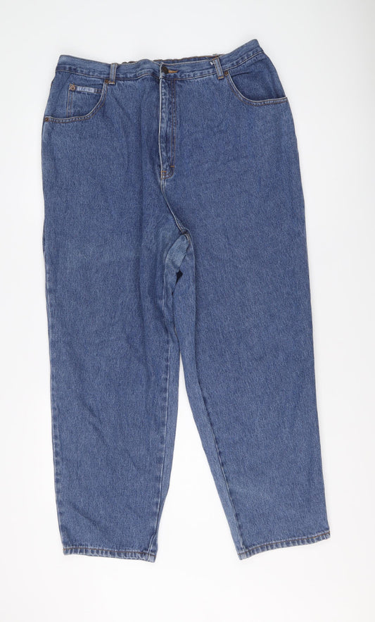 East Coast Womens Blue Cotton Straight Jeans Size 22 L27 in Regular Button