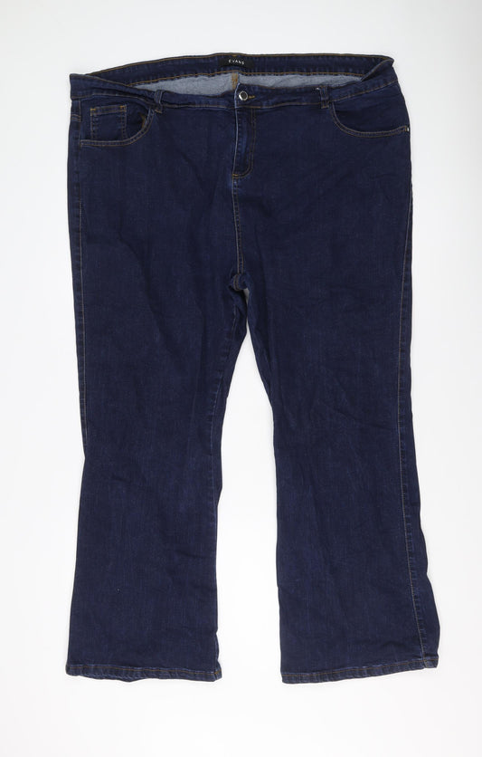 Evans Womens Blue Cotton Bootcut Jeans Size 28 L28 in Regular Button
