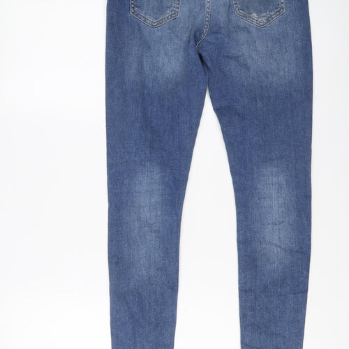 Bee Inspired Mens Blue Cotton Skinny Jeans Size 30 in L29 in Regular Button