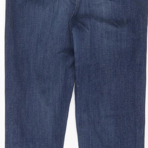 Marks and Spencer Womens Blue Cotton Straight Jeans Size 14 L27 in Slim Button
