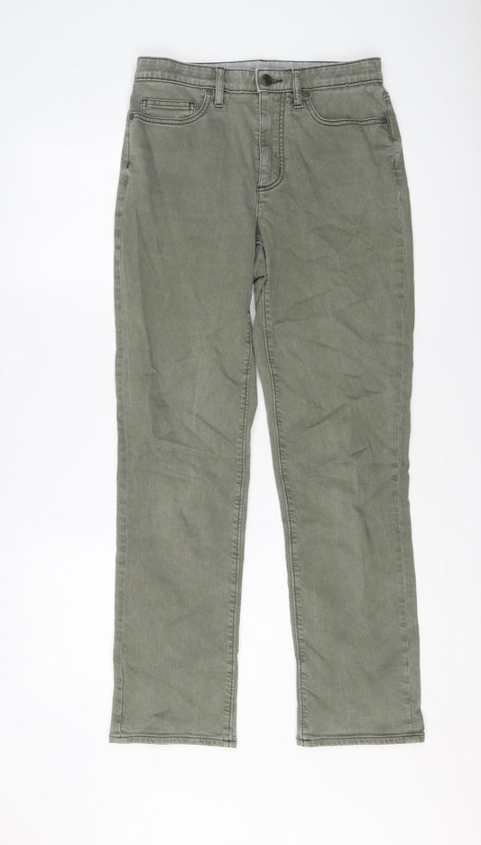 Lands' End Womens Green Cotton Straight Jeans Size 10 L29 in Regular Button