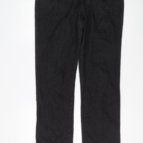 M&Co Womens Black Cotton Straight Jeans Size 16 L32 in Regular Button