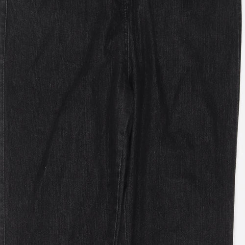 M&Co Womens Black Cotton Straight Jeans Size 16 L32 in Regular Button