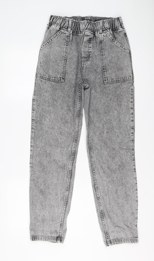 TU Womens Grey Cotton Straight Jeans Size 8 L28 in Regular