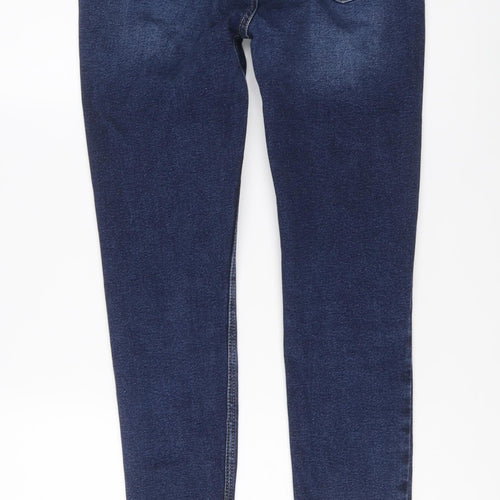 River Island Womens Blue Cotton Skinny Jeans Size 14 L29 in Regular Button