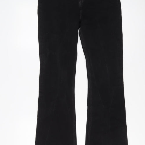 Marks and Spencer Womens Black Cotton Bootcut Jeans Size 12 L31 in Regular Button